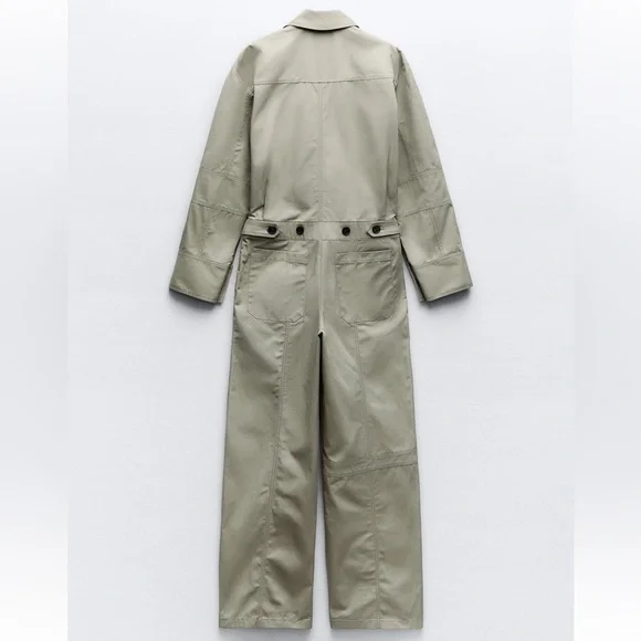 NWT Zara gabardine cargo jumpsuit
